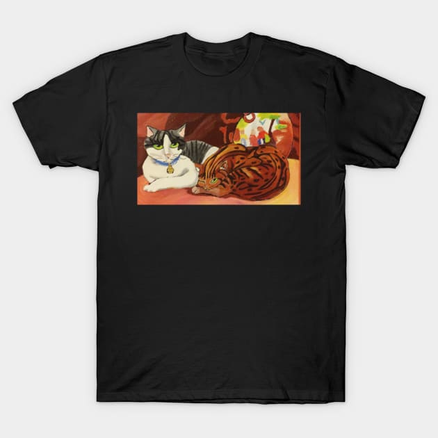 Lounging Cats T-Shirt by crystalwave4